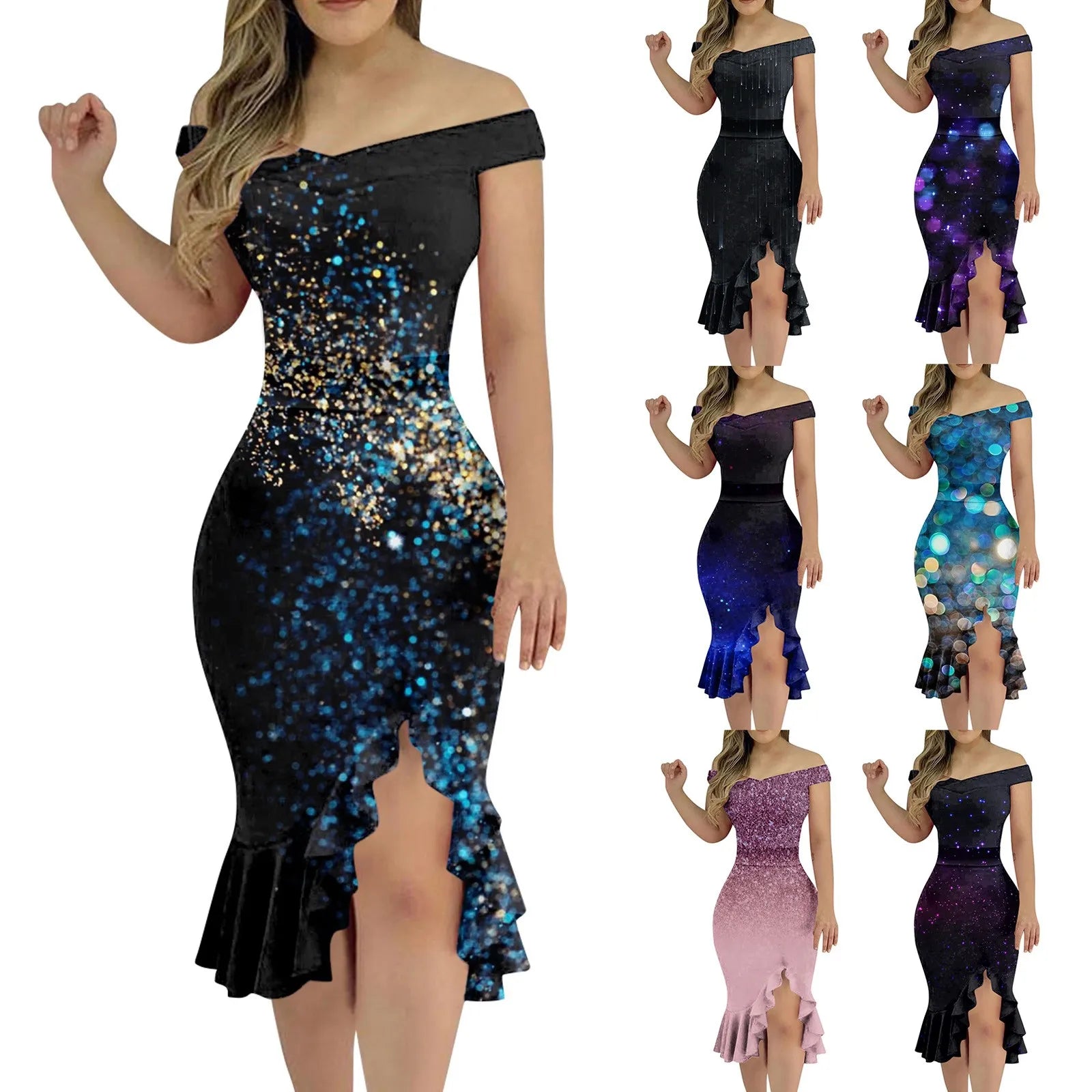 Vestido Aria – Festa & Elegância com Ombro a Ombro e Fenda