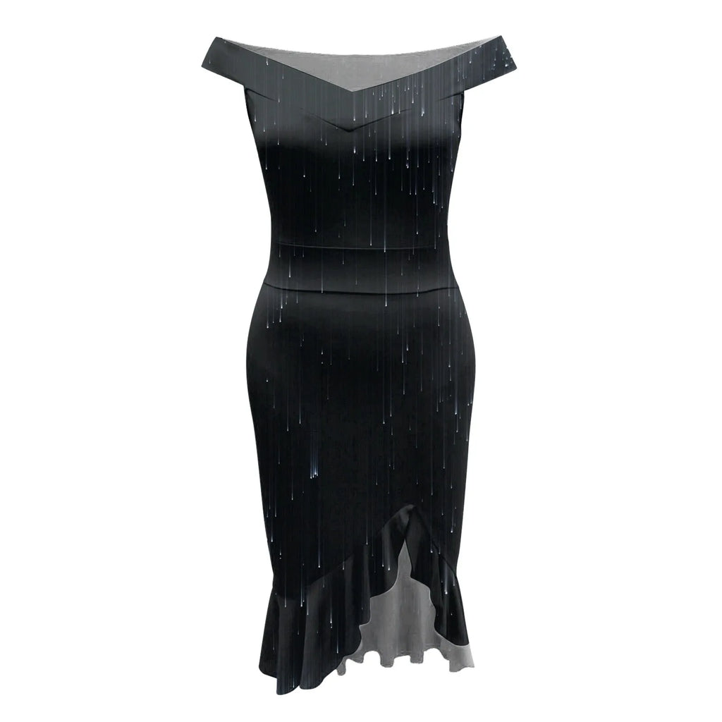 Vestido Aria – Festa & Elegância com Ombro a Ombro e Fenda
