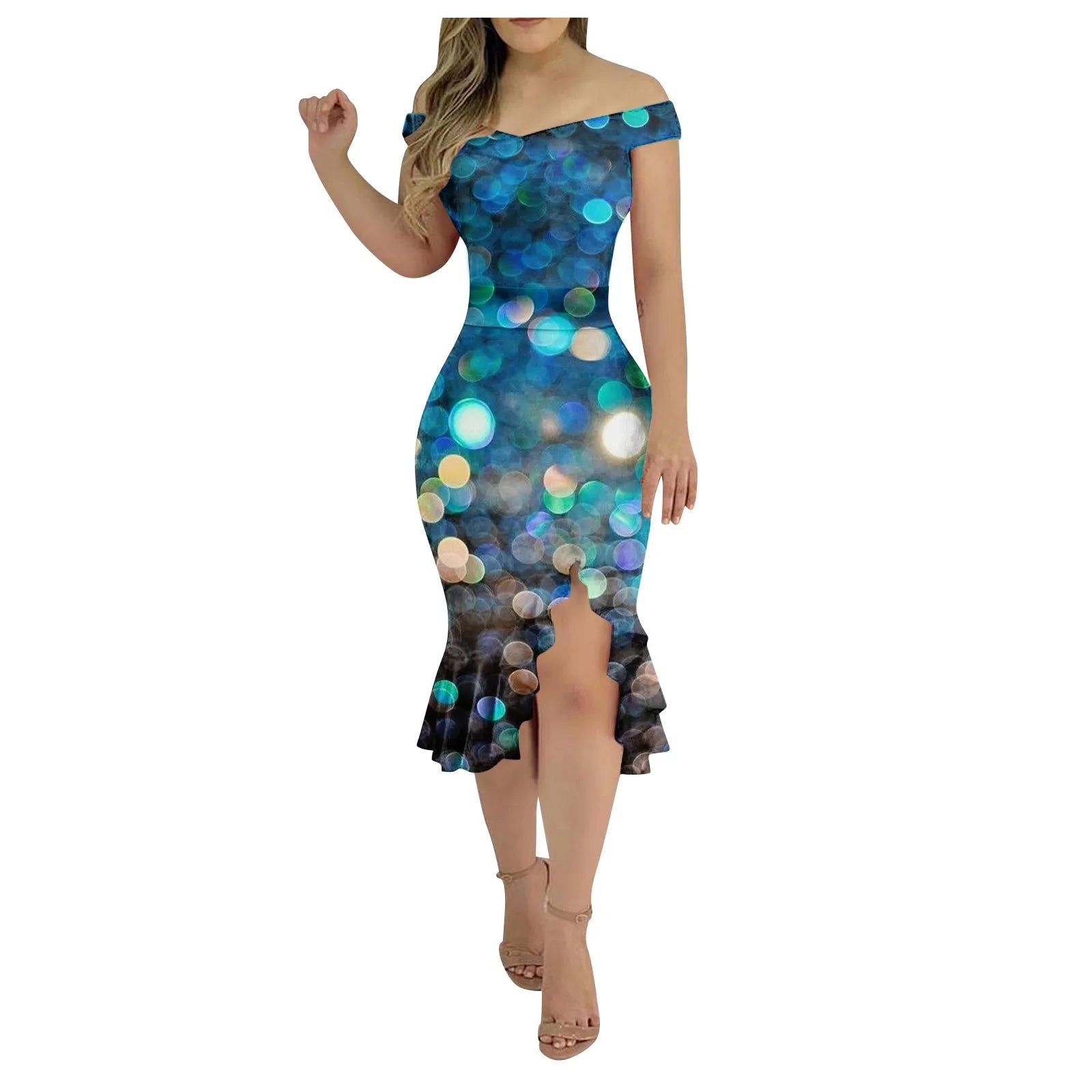 Vestido Aria – Festa & Elegância com Ombro a Ombro e Fenda