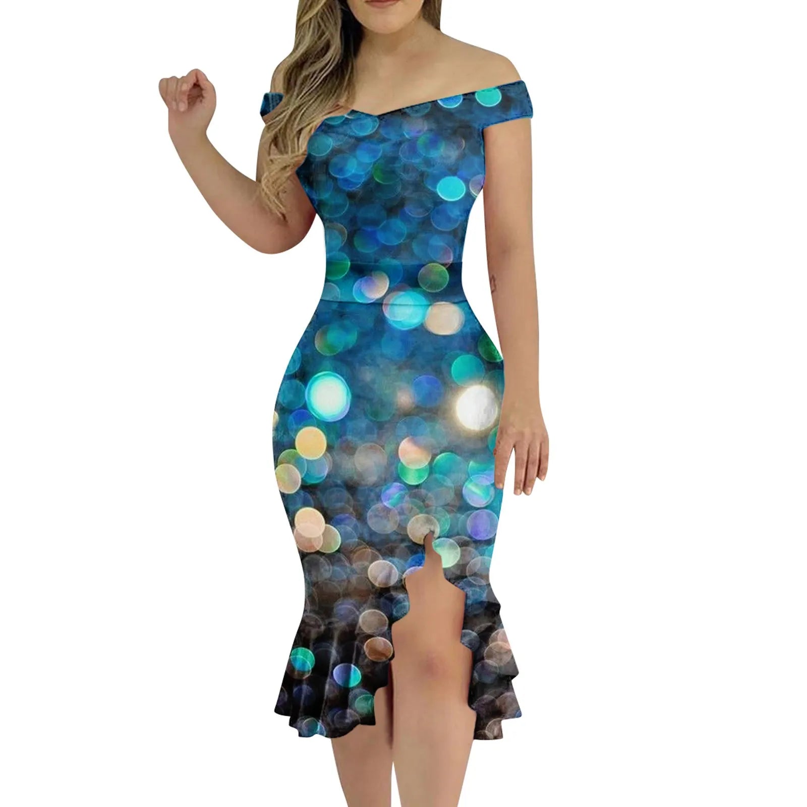 Vestido Aria – Festa & Elegância com Ombro a Ombro e Fenda