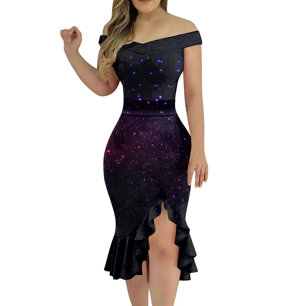 Vestido Aria – Festa & Elegância com Ombro a Ombro e Fenda