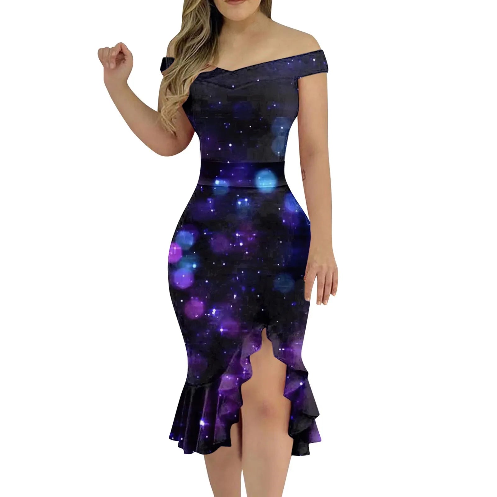 Vestido Aria – Festa & Elegância com Ombro a Ombro e Fenda