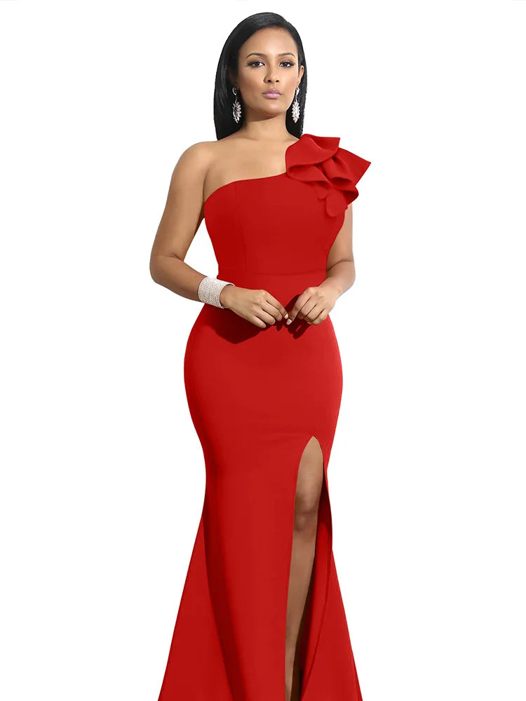 Vestido Aria Verão  – Fenda Lateral, Ombro Único, Sem Mangas e Design Sexy